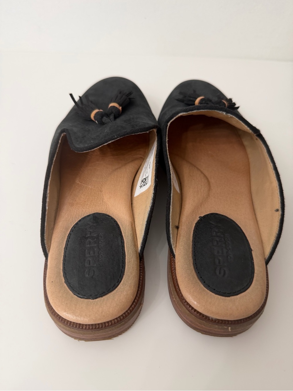 Sperry Black Tassel Backless Loafers Suede Size 8 - Picture 4 of 10